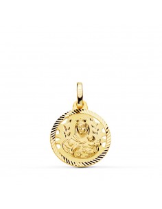 18K MEDALLA ORO AMARILLO VIRGEN DEL CARMEN CALADA HELICE 16 MM