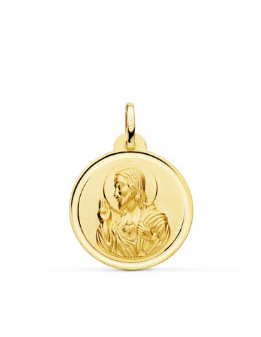 18K MEDALLA CORAZON DE JESUS BISEL 22 MM