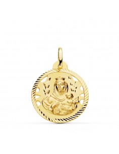 18K MEDALLA ORO AMARILLO VIRGEN DEL CARMEN CALADA HELICE 22 MM