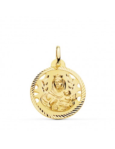 18K MEDALLA ORO AMARILLO VIRGEN DEL CARMEN CALADA HELICE 22 MM