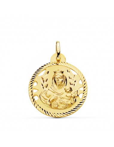 18K MEDALLA ORO AMARILLO VIRGEN DEL CARMEN CALADA HELICE 24 MM