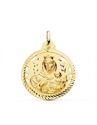 18K MEDALLA ORO AMARILLO VIRGEN DEL CARMEN CALADA HELICE 26 MM