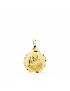 18K MEDALLA CORAZÓN DE JESÚS TALLADA 14 MM