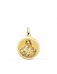 18K MEDALLA ORO AMARILLO VIRGEN DEL CARMEN BRILLO 18 MM