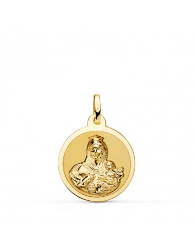 18K MEDALLA ORO AMARILLO VIRGEN DEL CARMEN BRILLO 18 MM