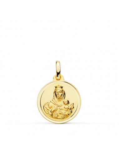 18K MEDALLA VIRGEN DEL CARMEN BISEL 16 MM