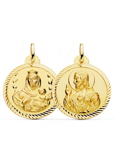 18K ESCAPULARIO ORO AMARILLO HELICE VIRGEN DEL CARMEN CORAZON DE JESUS 26 MM