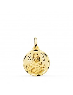 18K MEDALLA TALLADA VIRGEN DEL CARMEN 16 MM