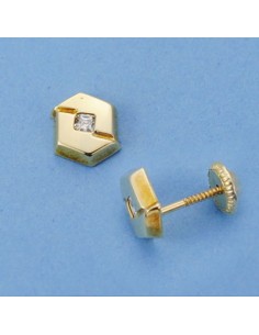 18K PENDIENTES ORO AMARILLO CIRCONITAS. 7,5 X 6 MM.