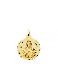 18K MEDALLA TALLADA VIRGEN DEL CARMEN 18 MM