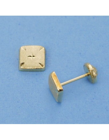 18K PENDIENTES CUADRADOS TALLADOS. 5 X 5 MM.