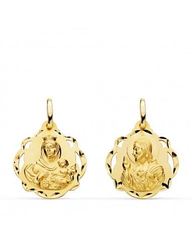18K ESCAPULARIO ORO AMARILLO ORO AMARILLO VIRGEN DEL CARMEN CORAZON DE JESUS 18 MM