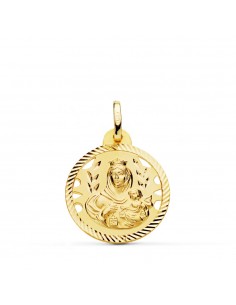 18K MEDALLA VIRGEN DEL CARMEN CALADA HÉLICE 20 MM