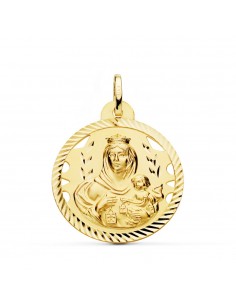 18K MEDALLA VIRGEN DEL CARMEN CALADA HÉLICE 26 MM