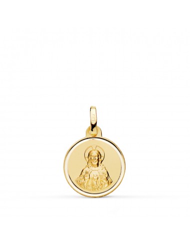 18K MEDALLA ORO AMARILLO CRISTO SAGRADO CORAZON DE JESUS BISEL 14 MM