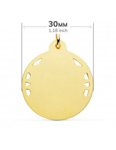 18K MEDALLA VIRGEN DEL CARMEN CALADA HÉLICE 30 MM 2