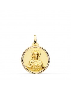 18K MEDALLA ORO AMARILLO CRISTO SAGRADO CORAZON DE JESUS 18 MM