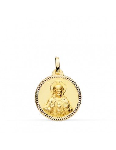 18K MEDALLA ORO AMARILLO CRISTO SAGRADO CORAZON DE JESUS 18 MM
