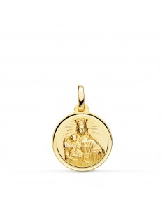 18K MEDALLA ORO AMARILLO VIRGEN MARIA DEL CARMEN BISEL 16 MM