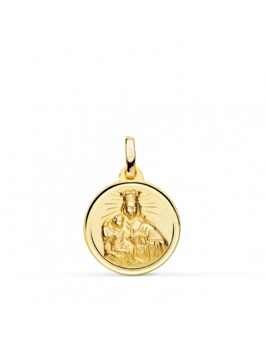 18K MEDALLA ORO AMARILLO VIRGEN MARIA DEL CARMEN BISEL 16 MM