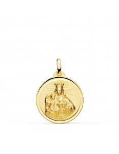 18K MEDALLA ORO AMARILLO VIRGEN MARIA DEL CARMEN BISEL 18 MM