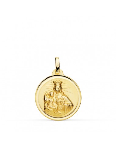 18K MEDALLA ORO AMARILLO VIRGEN MARIA DEL CARMEN BISEL 18 MM