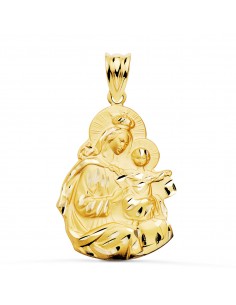 18K MEDALLA ORO AMARILLO VIRGEN DEL CARMEN SILUETA TALLADA 24X19 MM