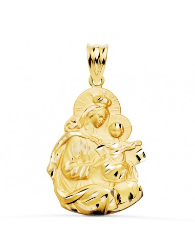 18K MEDALLA ORO AMARILLO VIRGEN DEL CARMEN SILUETA TALLADA 24X19 MM
