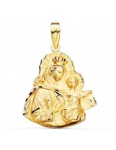 18K MEDALLA ORO AMARILLO VIRGEN DEL CARMEN SILUETA TALLADA 25X23 MM