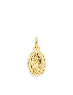 18K MEDALLA ORO AMARILLO VIRGEN DE GUADALUPE OVAL TALLA CLASICA 12 X 9 MM
