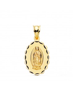 18K MEDALLA ORO AMARILLO VIRGEN DE GUADALUPE TALLA CLASICA OVAL 21X15 MM
