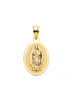 18K MEDALLA ORO AMARILLO VIRGEN GUADALUPE OVAL EN BRILLO. 21 X 15 MM