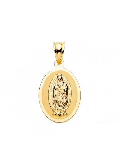 18K MEDALLA ORO AMARILLO VIRGEN GUADALUPE OVAL EN BRILLO. 21 X 15 MM