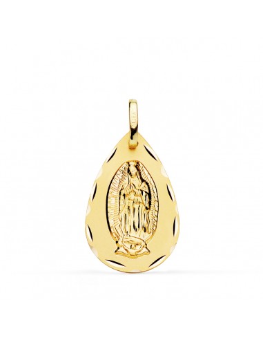 18K MEDALLA ORO AMARILLO VIRGEN DE GUADALUPE GOTA TALLA CLASICA 23X15 MM