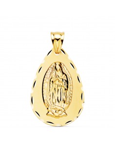 18K MEDALLA ORO AMARILLO VIRGEN DE GUADALUPE TALLA CLASICA GOTA 36 X 23 MM