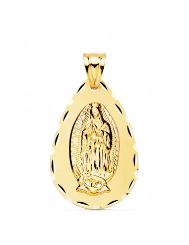 18K MEDALLA ORO AMARILLO VIRGEN DE GUADALUPE TALLA CLASICA GOTA 36 X 23 MM