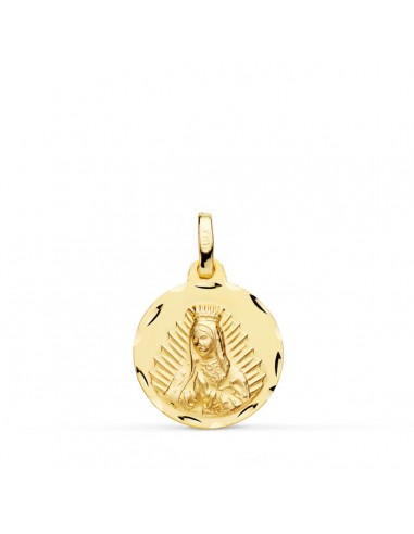 18K MEDALLA ORO AMARILLO VIRGEN DE GUADALUPE TALLADA 14 MM