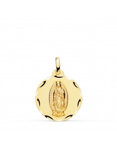 18K MEDALLA ORO AMARILLO VIRGEN DE GUADALUPE TALLADA 18 MM