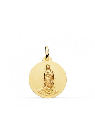 18K MEDALLA ORO AMARILLO VIRGEN DE GUADALUPE LISA MATIZADA 18MM