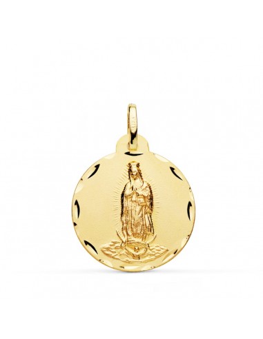 18K MEDALLA ORO AMARILLO VIRGEN DE GUADALUPE TALLADA 22 MM