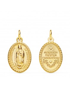 18K MEDALLA ESCAPULARIO ORO AMARILLO VIRGEN DE GUADALUPE OVAL 18X14 MM