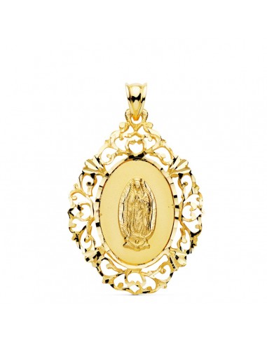 18K MEDALLA ORO AMARILLO VIRGEN DE GUADALUPE CERCO 36X26 MM