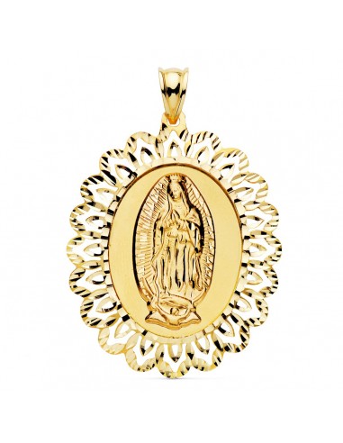 18K MEDALLA ORO AMARILLO VIRGEN DE GUADALUPE CERCO 42X34 MM
