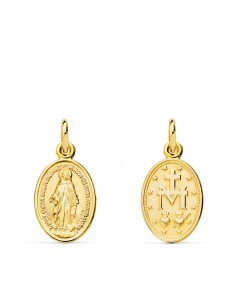 18K MEDALLA ORO AMARILLO VIRGEN MILAGROSA  OVAL 14 X 10 MM