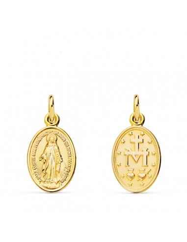 18K MEDALLA ORO AMARILLO VIRGEN MILAGROSA  OVAL 14 X 10 MM