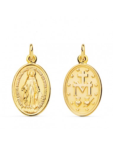 18K MEDALLA ORO AMARILLO VIRGEN MILAGROSA OVAL 20 X 14 MM