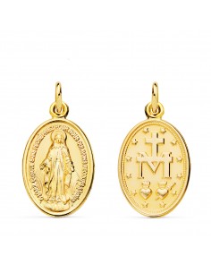 18K MEDALLA ORO AMARILLO VIRGEN MILAGROSA OVAL 29 X 18 MM