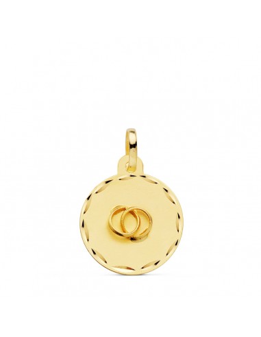 18K PLACA CHAPA DISCO  ORO AMARILLO REDONDO ALIANZAS TALLADO 16 MM C. AMOR