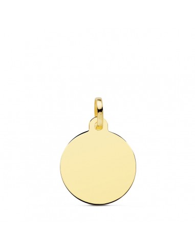 18K PLACA CHAPA DISCO ORO AMARILLO LISO EN BRILLO 16 MM