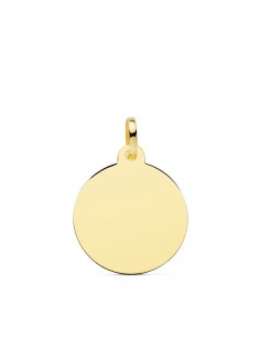 18K PLACA CHAPA DISCO ORO AMARILLO LISO BRILLO 18 MM